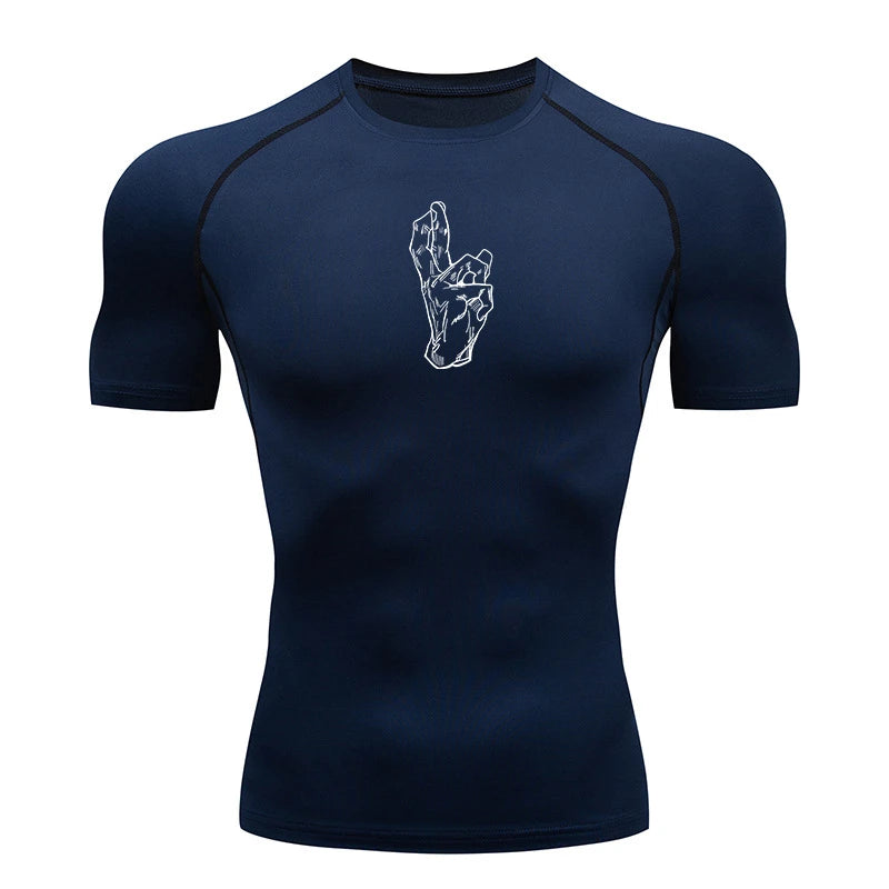 Athletic Quick Dry Compression Shirts for Men Gym Workout Fitness Tshirt Summer Short Sleeve Rash Guard Graphic Undershirts Tops