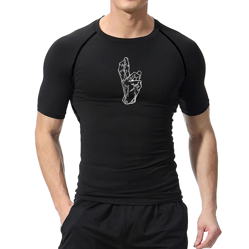 Athletic Quick Dry Compression Shirts for Men Gym Workout Fitness Tshirt Summer Short Sleeve Rash Guard Graphic Undershirts Tops