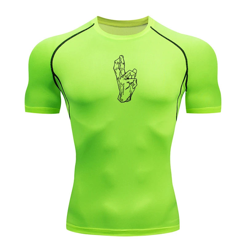 Athletic Quick Dry Compression Shirts for Men Gym Workout Fitness Tshirt Summer Short Sleeve Rash Guard Graphic Undershirts Tops