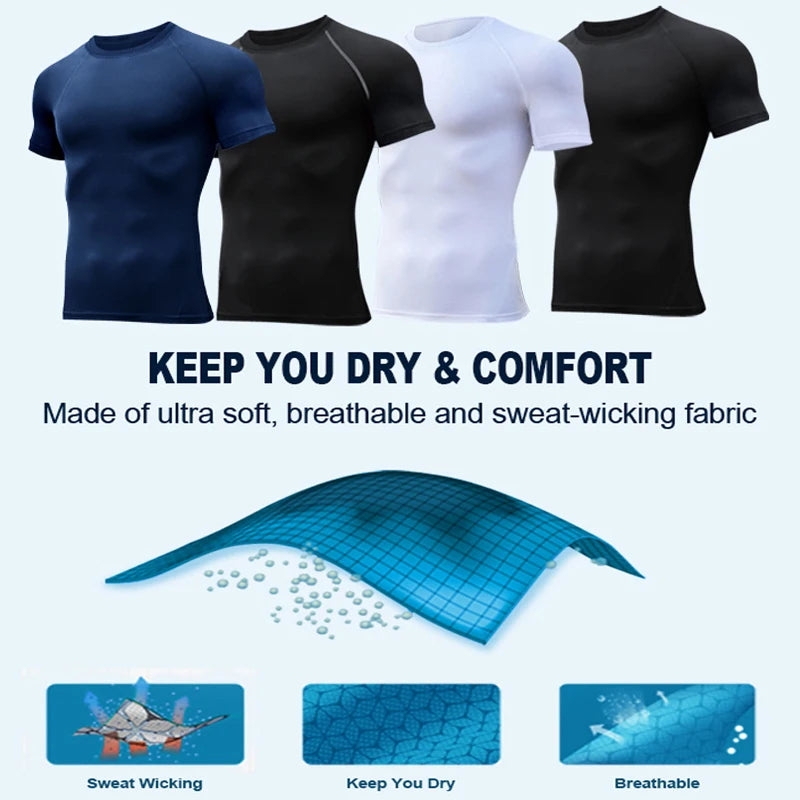 Graphic Compression Shirts for Men Athletic Quick Dry Tshirts Tees Tops Gym Workout Running Baselayers Undershirts Rash Guard