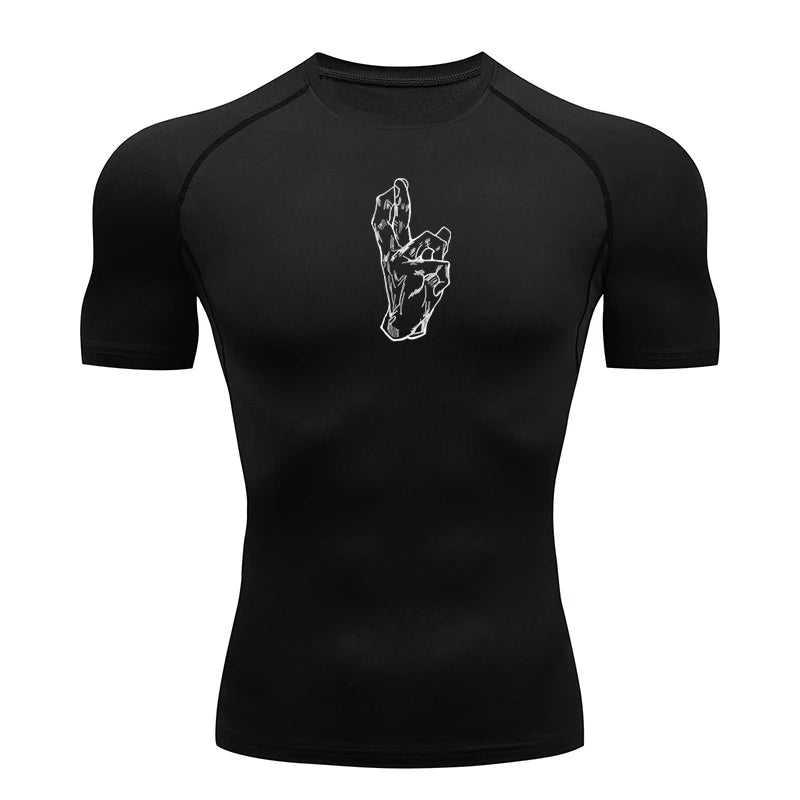 Athletic Quick Dry Compression Shirts for Men Gym Workout Fitness Tshirt Summer Short Sleeve Rash Guard Graphic Undershirts Tops