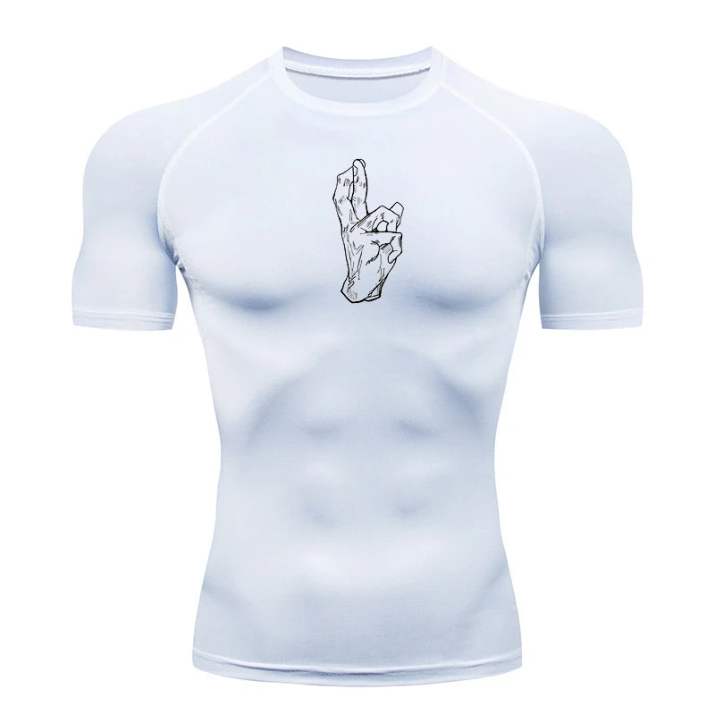 Athletic Quick Dry Compression Shirts for Men Gym Workout Fitness Tshirt Summer Short Sleeve Rash Guard Graphic Undershirts Tops