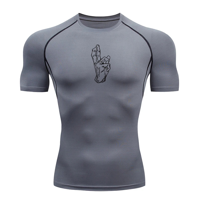 Athletic Quick Dry Compression Shirts for Men Gym Workout Fitness Tshirt Summer Short Sleeve Rash Guard Graphic Undershirts Tops